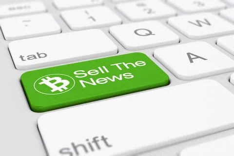 3d render of a keyboard with green sell the news button. Stock Illustration