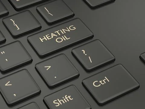 3d render of keyboard with heating oil button Stockfoto's