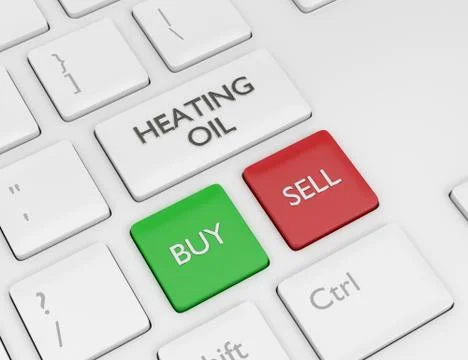 3d render of keyboard with heating oil button Stock Photos
