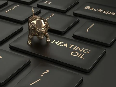 3d render of keyboard with heating oil button and bull Stock Photos