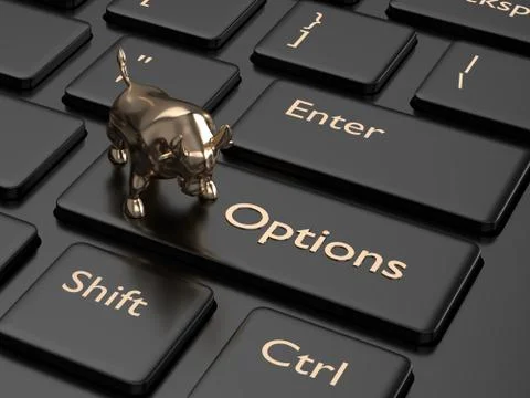 3d render of keyboard with options button Stock Photos