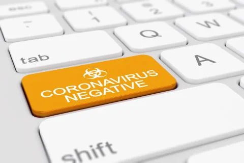 3d render of a keyboard with a orange key - coronavirus negative Stock Illustration