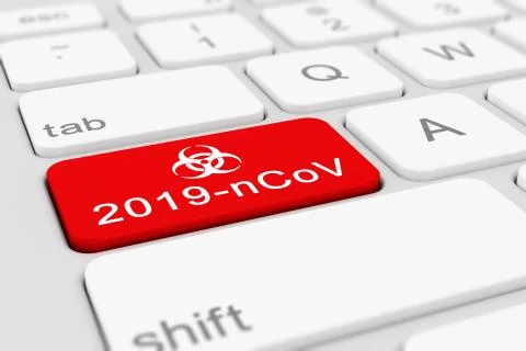 3d render of a keyboard with a red key - 2019-nCoV Stockillustratie