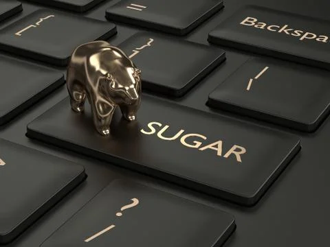 3d render of keyboard with sugar button and bear Stock Photos
