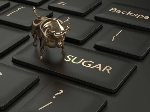 3d render of keyboard with sugar button and bull Foto stock
