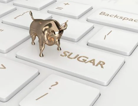 3d render of keyboard with sugar button and bull Stock Photos