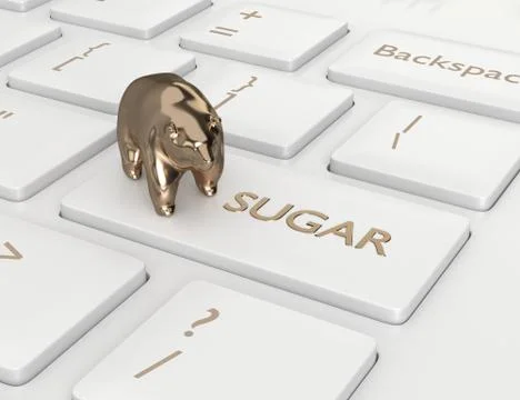 3d render of keyboard with sugar button and bear Stock Photos