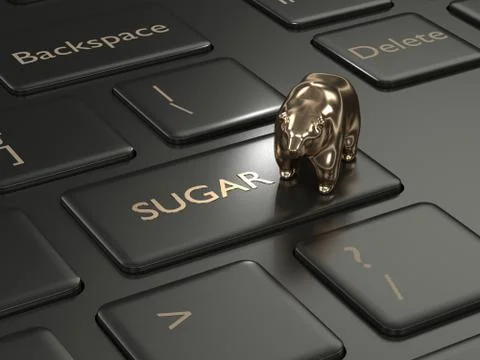 3d render of keyboard with sugar button and bear Stock Photos