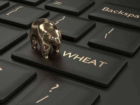 3d render of keyboard with wheat key and bear Stock Photos