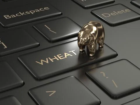 3d render of keyboard with wheat key and bear Stock Photos
