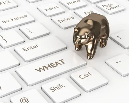 3d render of keyboard with wheat key and bear Stock Photos