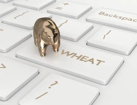 3d render of keyboard with wheat key and bear Stock Photos