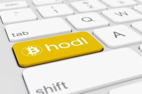 3d render of a keyboard with yellow hodl button. Stock Illustration