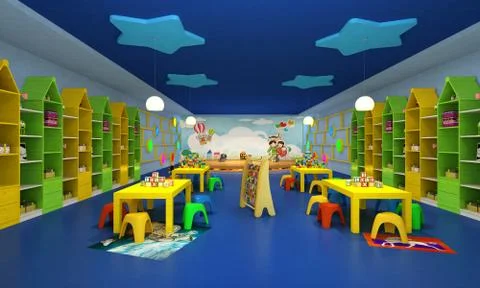 3D Render of Kids Game Room Illustrazione stock