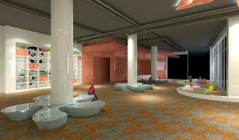 3d render kids school game room Stock Illustration