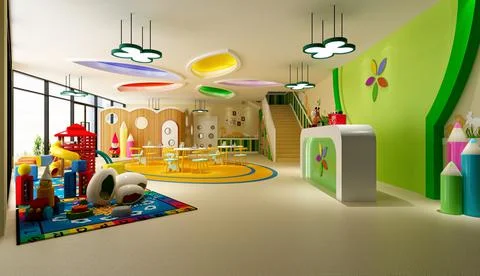 3d render of kindergarten kids school Stock Illustration