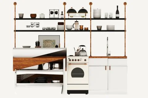 3d render kitchen decor Illustrazione stock