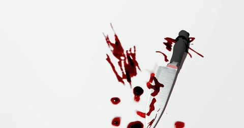 3d render of kitchen knife with blood stain for crime scene or domestic vio.. Video stock 270925337