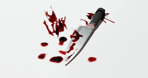 3d render of kitchen knife with blood stain for crime scene or domestic vio.. Stock Footage 270925348