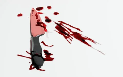 3d render of kitchen knife with blood stain for crime scene or domestic vio.. Stock Illustration