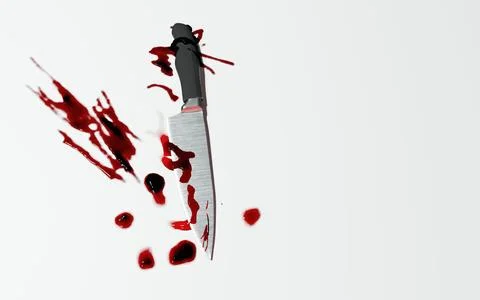 3d render of kitchen knife with blood stain for crime scene or domestic vio.. Illustrazione stock