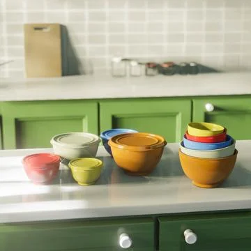3d render of kitchen in morning for indoor interior design concept Stock Illustration