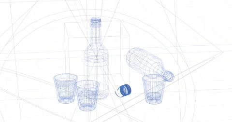 3d render of korean soju or beer bottle alcohol beverage in mesh for virtual rea Stock Footage 276452956