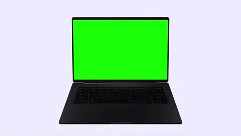 3d render of laptop mockup with green screen zooming in, motion graphics element 動画素材 299544546