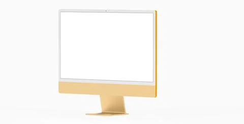 3D render of a large computer monitor with copy space on a plain white backgroun イラスト素材
