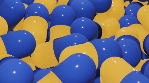 3d render large number of orange and blue glossy capsules for covid concept Stock Illustration