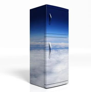 3D render of large refrigerator isolated one white 스톡 일러스트