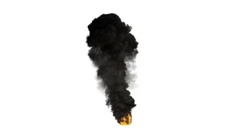 3d render Large scale smoke and fire on white background Stock Illustration