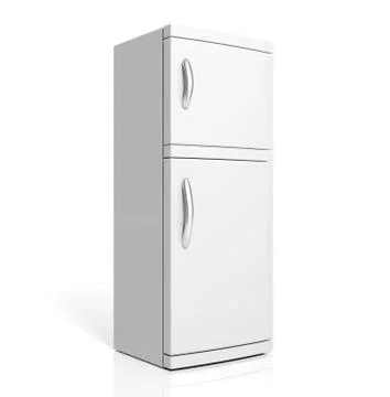 3D render of large white refrigerator isolated one white Stockillustratie