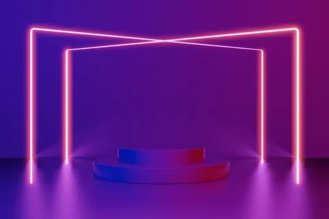 3d render, laser show, night club interior lights, glowing lines, abstract Stock Illustration