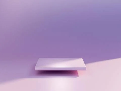 3d render of lavender color podium floating in studio. Sun light shadow Illustrazione stock