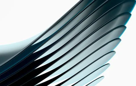 3D Render of Layered Dark Teal Smooth Curved Plates background Stock Illustration