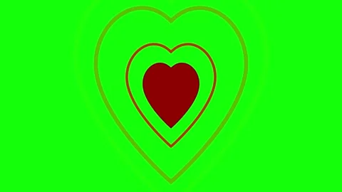 3D render of layered red hearts on green screen background for romantic overlay Vidéo 336180100