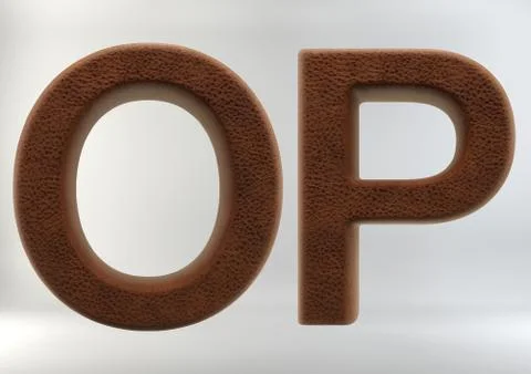 3D Render of Leather Alphabet Illustration