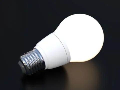 3d render of led light bulb glowing on black Stock Illustration