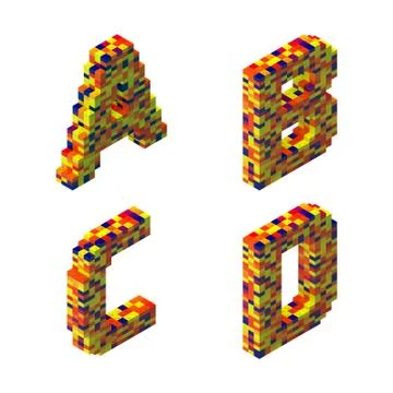 3D Render of Lego Alphabet Stock Illustration