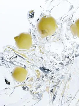 3d render of lemon water splash for cold beverage or cool summer drink Stock Photos
