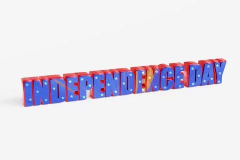 3D Render Lettering text Independence Day 4th of July greeting card isolated  Stock-Illustration