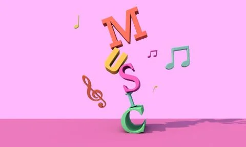 3d render letters . Musical background concept Stock Illustration