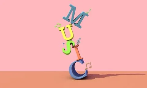 3d render letters . Musical background concept 스톡 일러스트