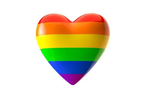 3D render of LGBT rainbow colored heart shape isolated on white background Stock Illustration