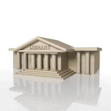 3D render of library building with reflection,isolated on white Ilustración de archivo