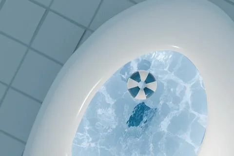3d render of life preserver floating in clean toilet Stock Illustration