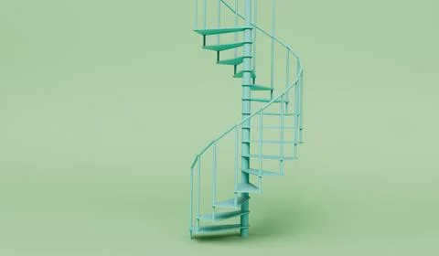 3d Render light Blue color Stairs on Pixie Green Background 스톡 일러스트