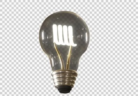 3D render of a light bulb with a glowing M-shaped filament Stock Illustration