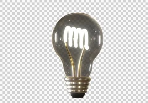 3D render of a light bulb with a glowing M-shaped filament Stock Illustration